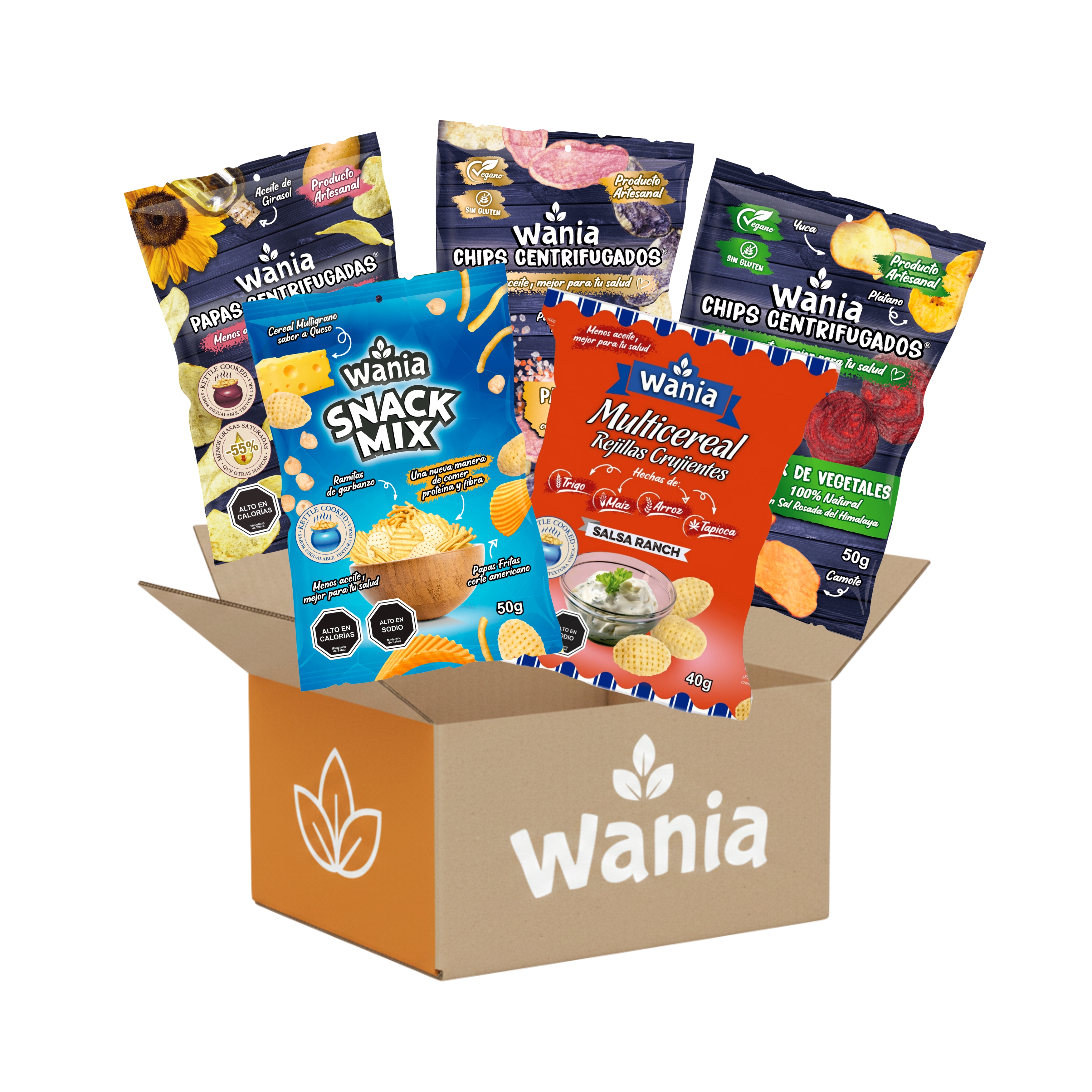 Caja familiar Wania con bolsas de Snack Mix
